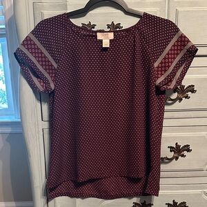 LOFT Maroon Patterned Blouse